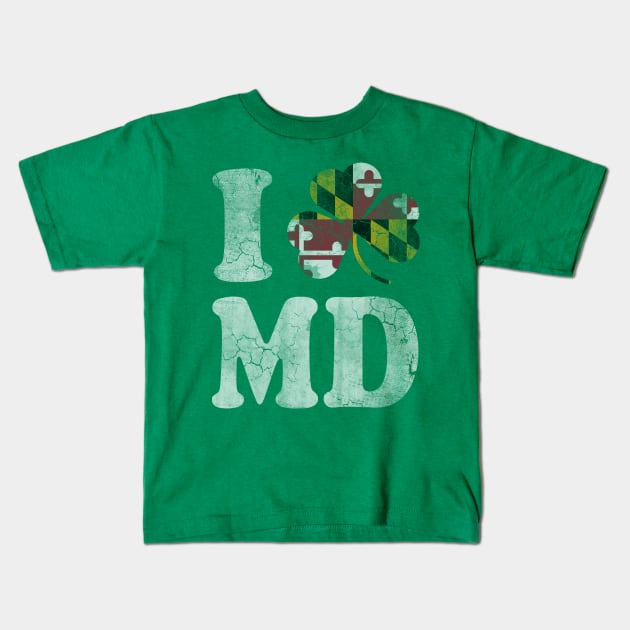 Maryland Shamrock Flag MD Irish St Patricks Day Kids T-Shirt by E
